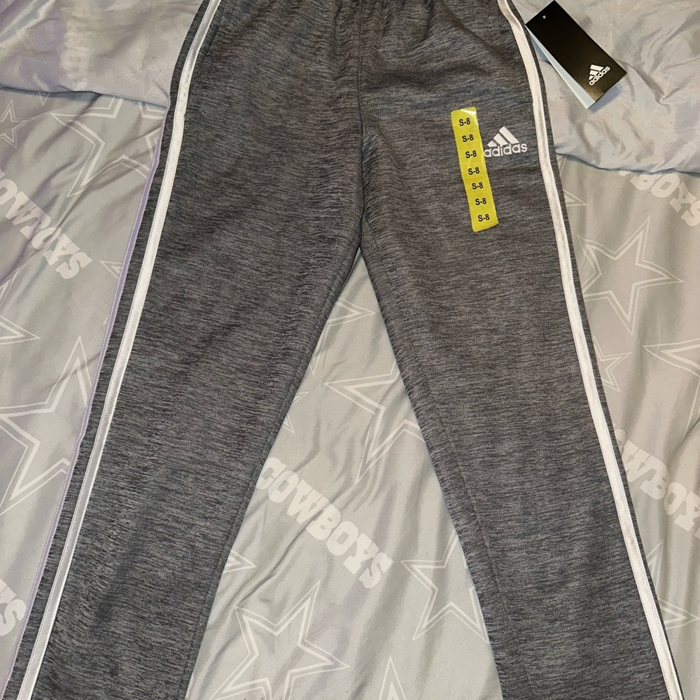 Adidas Kids Gray Joggers with White Accents